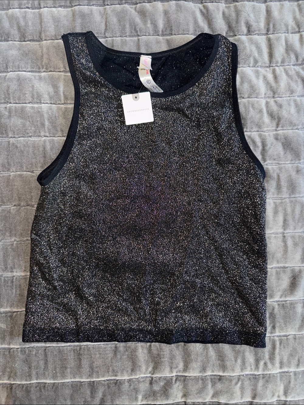 Anthropologie Black Shimmer Tank